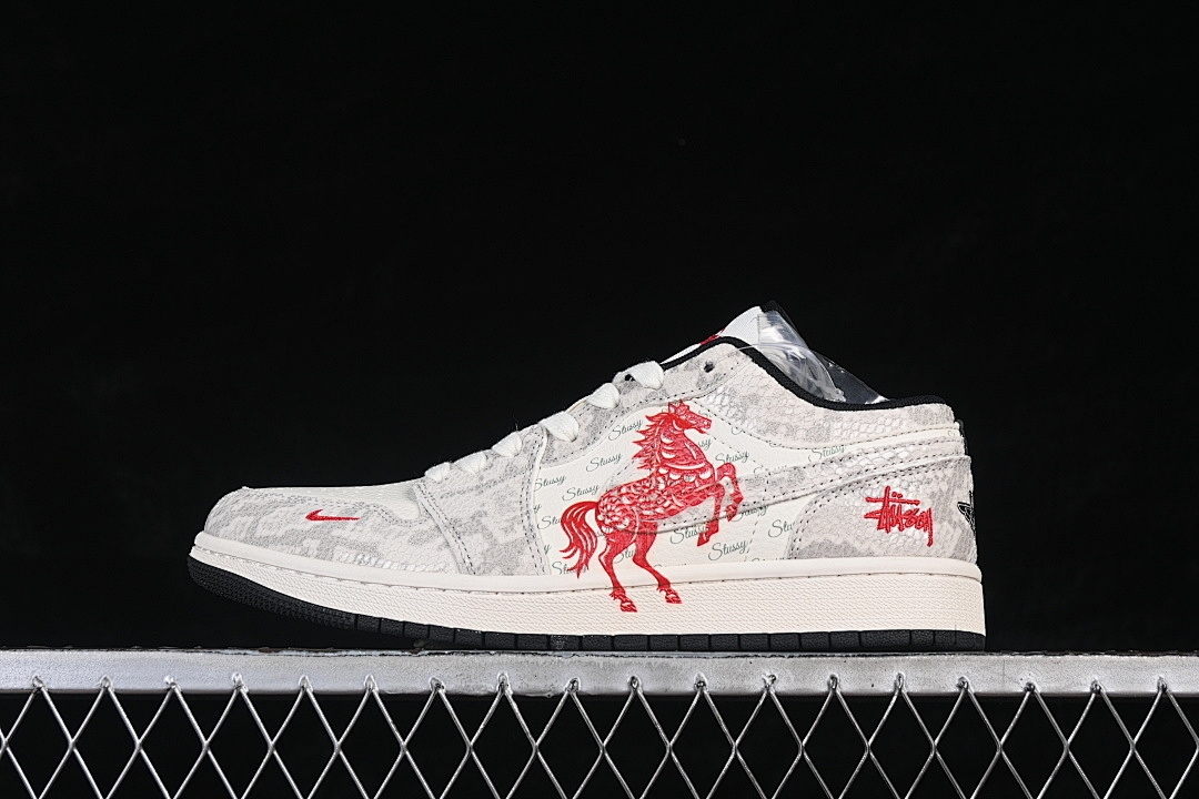 Jordan [FC7688-200]-[AIR JORDAN 1 LOW WHITE/GREY/RED]-[WOMAN:36-39]-[MAN:40-45], photo 1