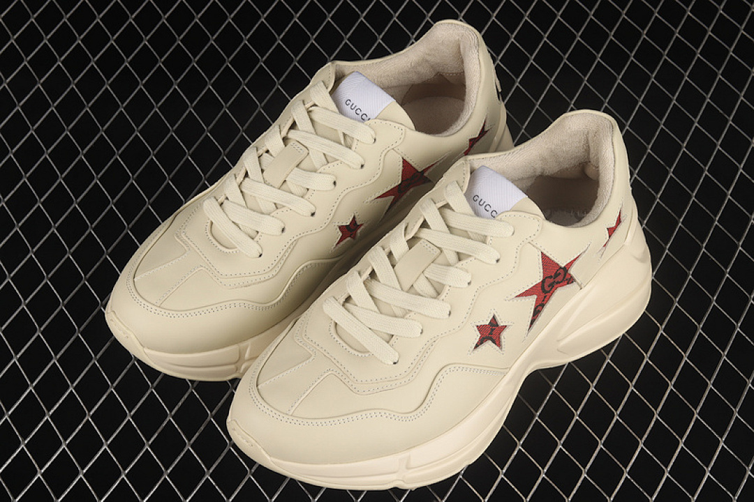 On Running [2SHC09560]-[GU*CCI RHYTON VINTAGE TRAINER SNEAKER BEIGE/BEIGE/RED-BLACK]-[UNSIEX:35-44] - Image 12
