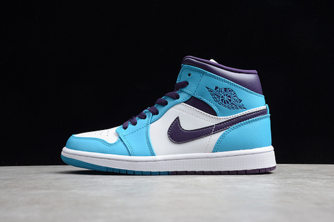 Jordan [554724-415]-[GZ AIR JORDAN 1 MID HORNETS BLUE LAGOON/GRAND PURPLE-WHITE], photo 1
