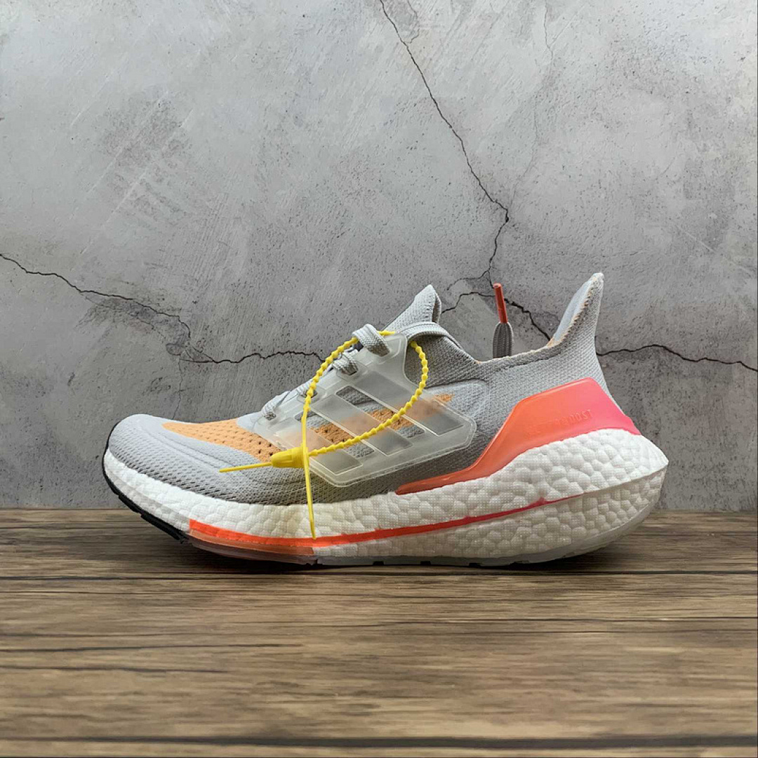Unbranded [FY0400]-[ULTRABOOST 21 SHOES CRYSTAL WHITE/CRYSTAL WHITE/ACID ORANGE]-[WOMAN:36-39], photo 1