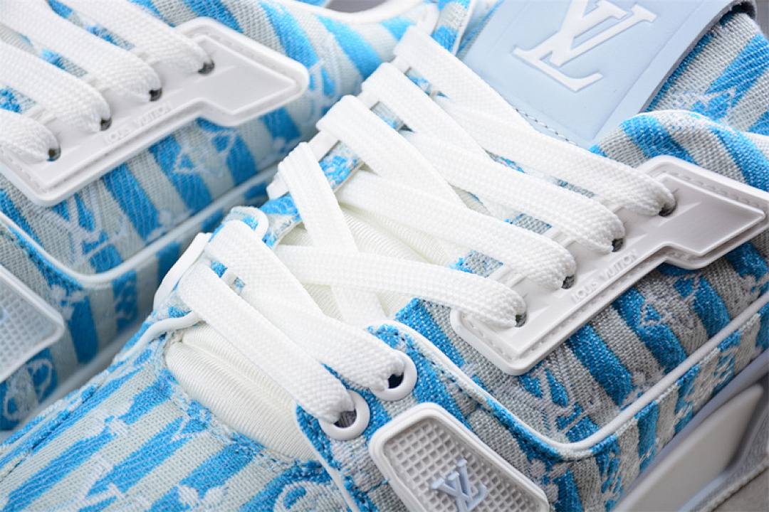 Louis Vuitton [L*V TRAINER SNEAKER LOW BASKETBALL SHOES WHITE/BLUE]-[MAN:38-45] - Image 8