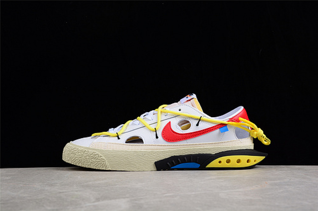Off-White [DH7863-100]-[OW X BLAZER LOW WHITE/UNIVERSITY RED/YELLOW]-[WOMAN:36-39]-[MAN:40-46], photo 1