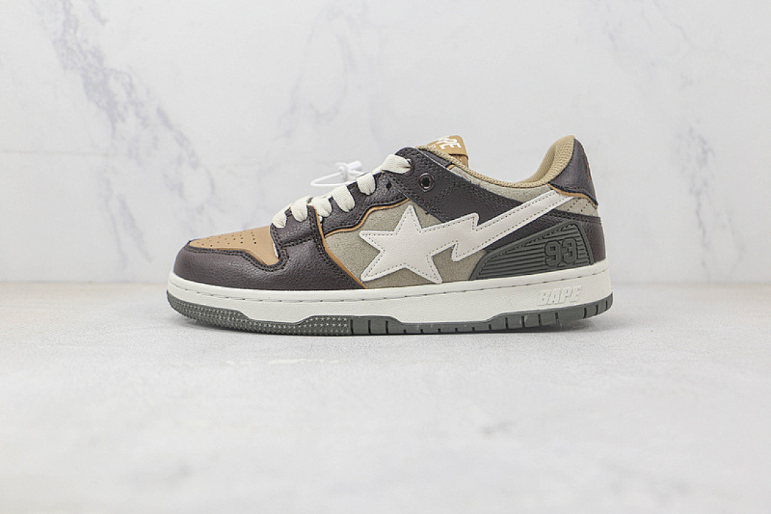 Bape Bape [ STA LOW SHOES WHITE/KHAKI/DARK BROWN]-[WOMAN:36-39]-[MAN:40-45], photo 1
