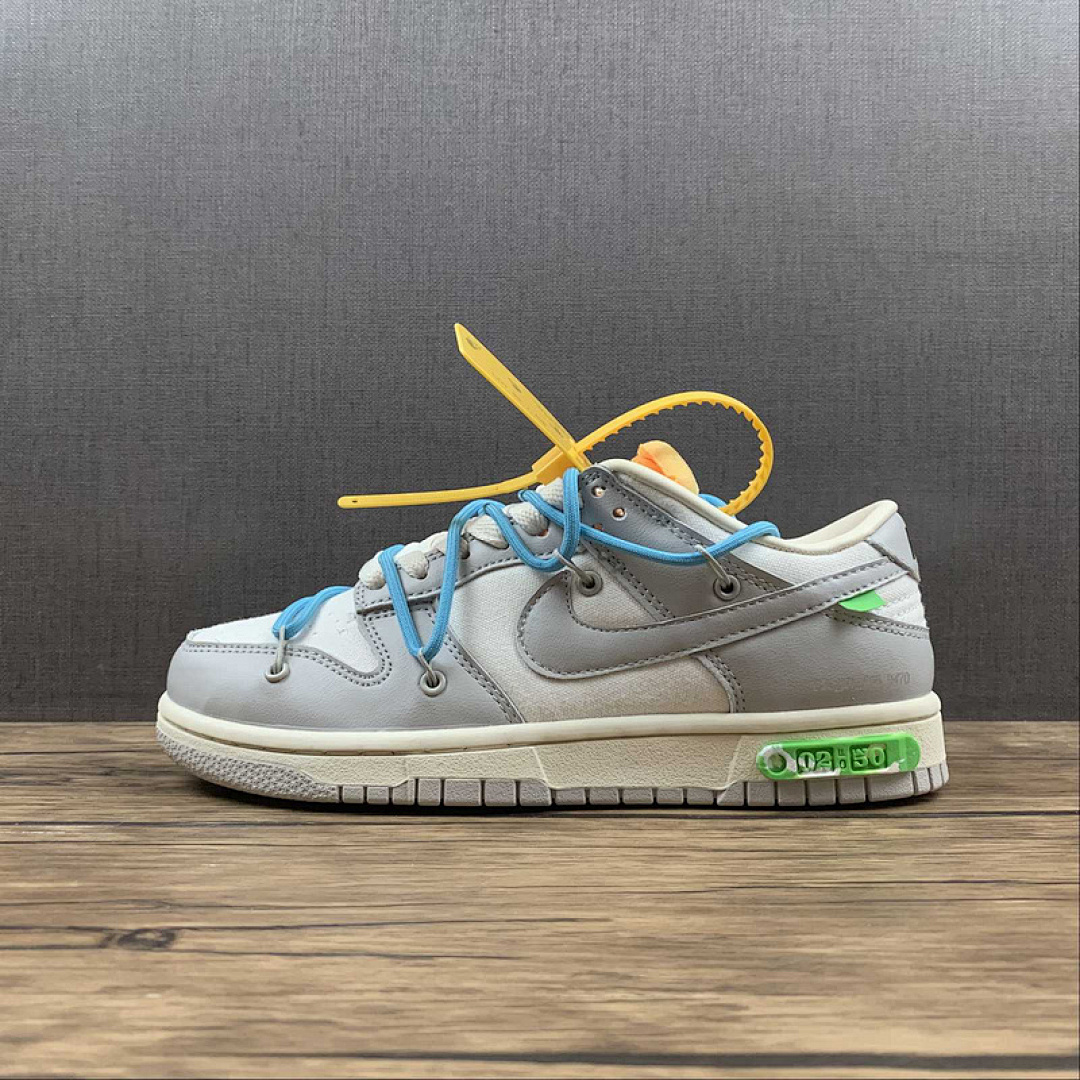 Off-White Nike Off-White [DM1602-115]-[OW X SB DUNK LOW LOT 02 OF 50 SAIL/NEUTRAL GREY/BLUE FURY]-[UNSIEX:36-45], photo 1
