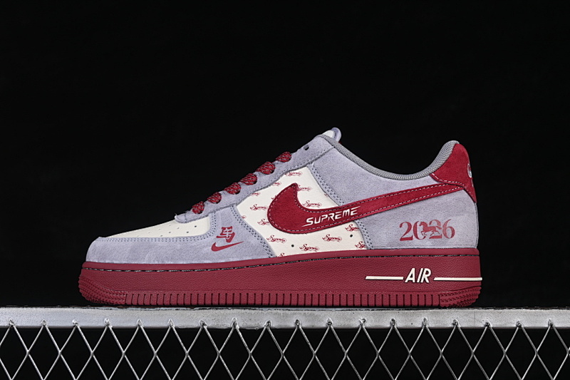 Nike Nike AIR FORCE 1 07 LOW CASUAL SNEAKERS GREY/BEIGE/RED · JP2026-136, photo 1