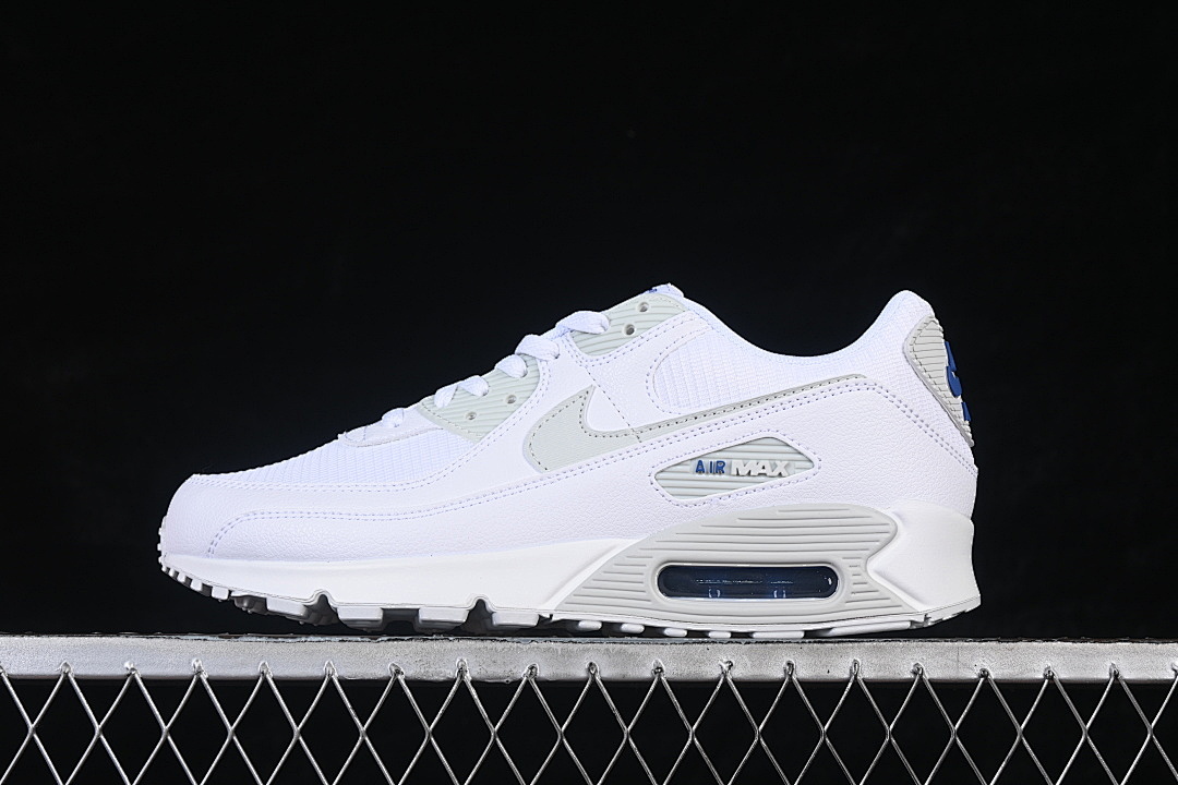 Nike AIR MAX 90 RETRO AIR CUSHIONED RUNNING SHOES WHITE/LIGHT GRAY · FZ7186-100, photo 1