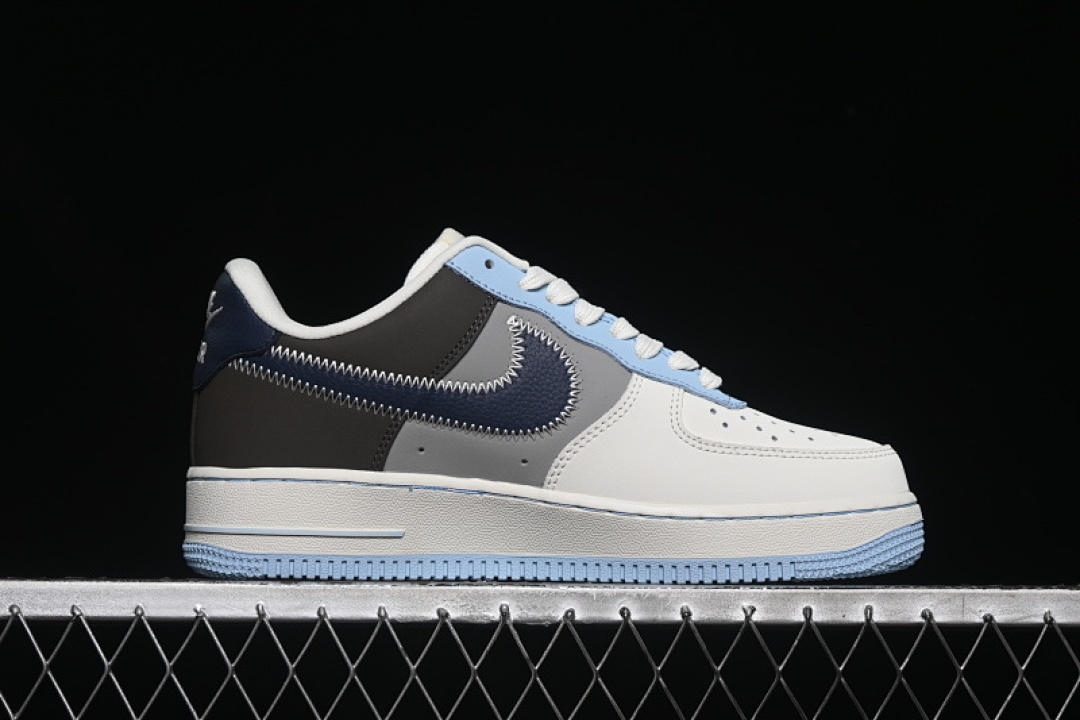 Nike [SC0601-560]-[AIR FORCE 1 07 LOW LV WHITE/BLACK/GREY/BLUE]-[WOMAN:36-39]-[MAN:40-45] - Image 16