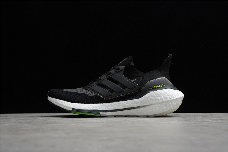 ULTRABOOST 21 SHOES CORE BLACK/CLOUD WHITE/GREEN · FZ2056, photo 1