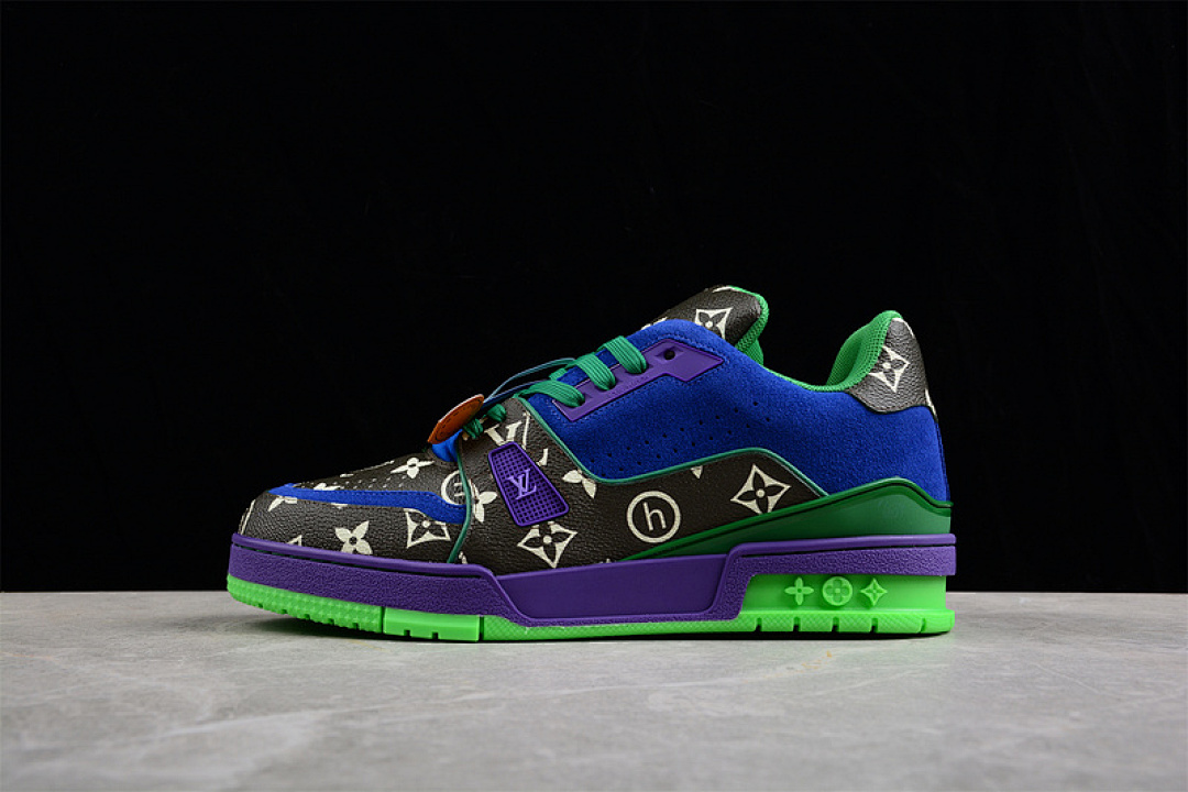 Louis Vuitton [L*V LOW TRAINER SNEAKER BLACK/DARK BLUE/GREEN]-[MAN:39-45], photo 1