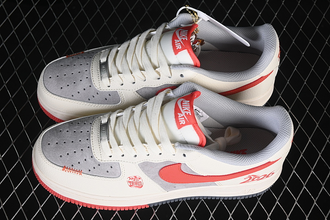 Nike [QW5288-120]-[AIR FORCE 1 07 LOW CASUAL SNEAKERS WHITE/GREY/RED]-[WOMAN:36-39]-[MAN:40-45] - Image 11