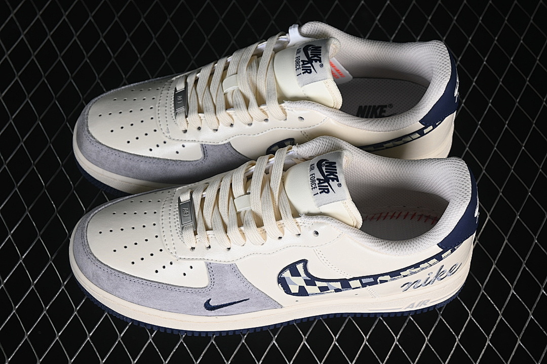 Nike [NH0601-580]-[AIR FORCE 1 07 LOW CASUAL SHOES NAVY BLUE/GREY/BEIGE]-[WOMAN:36-39]-[MAN:40-45] - Image 10