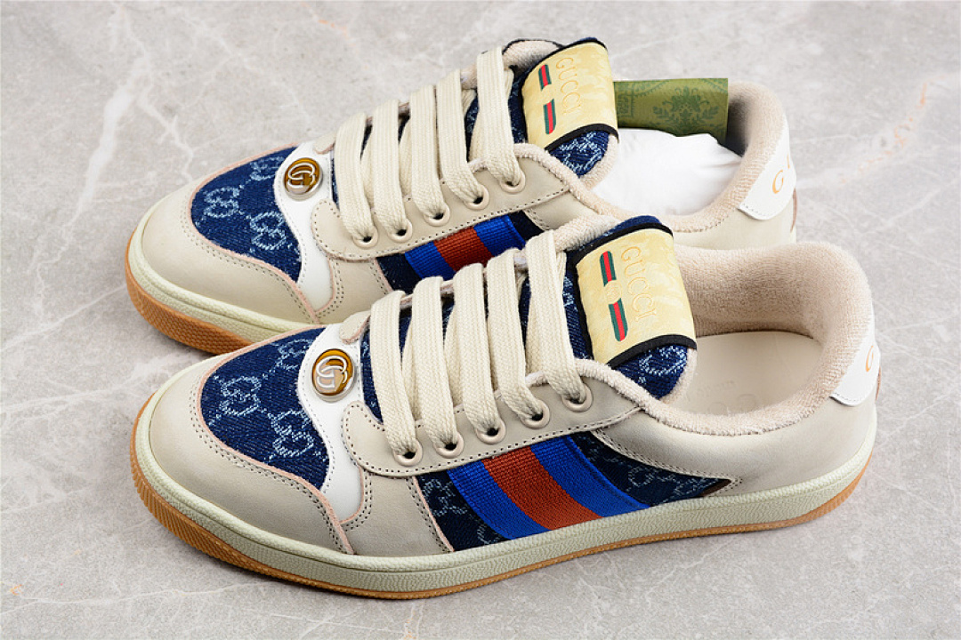 Gucci [GU*CCI DISTRESSED SCREENER SNEAKER BEIGE/NAVY BLUE/RED]-[WOMAN:35-39]-[MAN:40-45] - Image 10