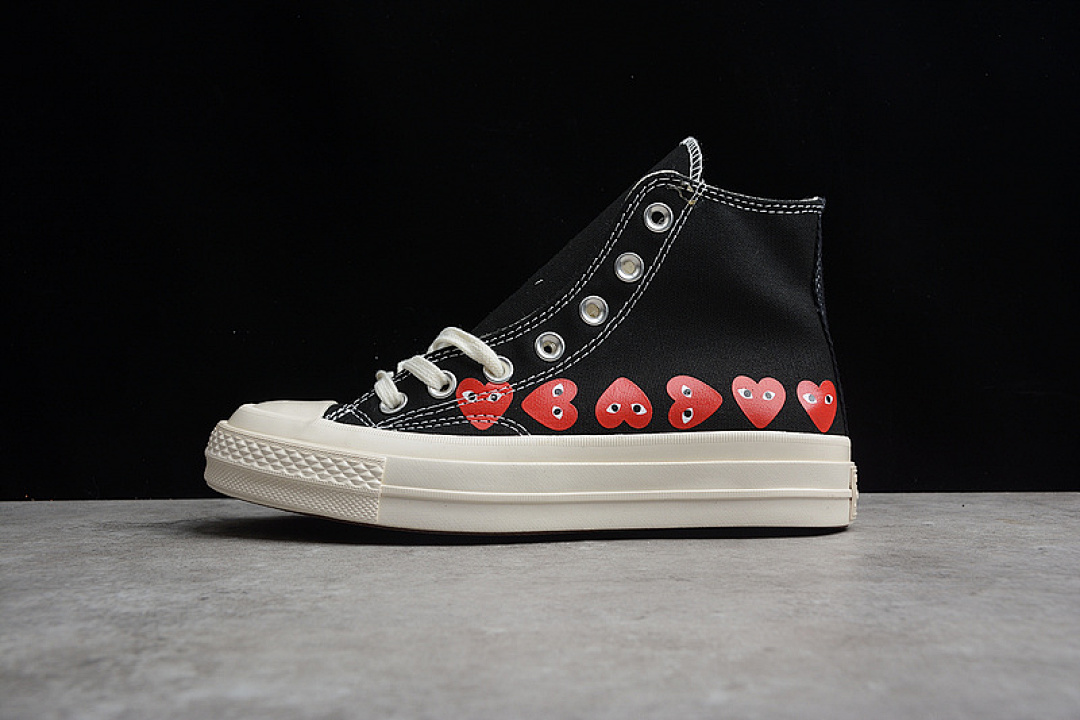 Converse Converse COMME DES GARÇONS PLAY X CHUCK TAYLOR 70S HI TOP MULTI HEART BLACK/RED · 162971C, photo 1