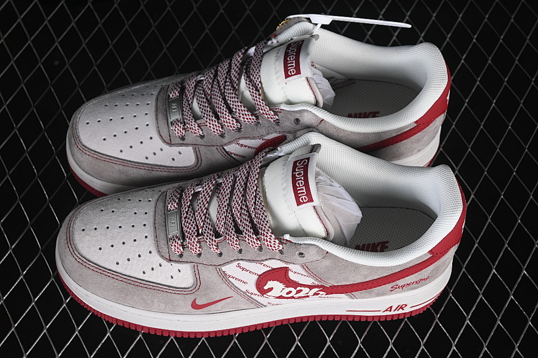 Nike [JP2026-132]-[AIR FORCE 1 07 LOW CASUAL SNEAKERS WHITE/GREY/RED]-[WOMAN:36-39]-[MAN:40-45] - Image 11