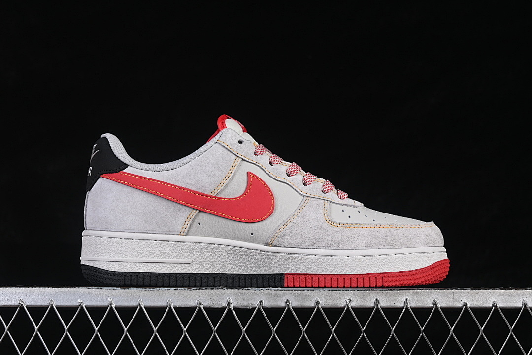 Nike [HT5088-629]-[AIR FORCE 1 07 LOW CASUAL SNEAKERS GREY/RED/BLACK]-[WOMAN:36-39]-[MAN:40-45] - Image 16
