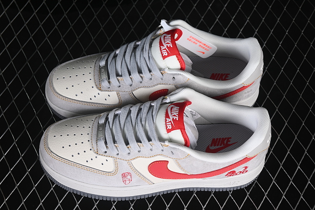 Nike [HT5088-631]-[AIR FORCE 1 07 LOW CASUAL SNEAKERS WHITE/GREY/RED]-[WOMAN:36-39]-[MAN:40-45] - Image 11