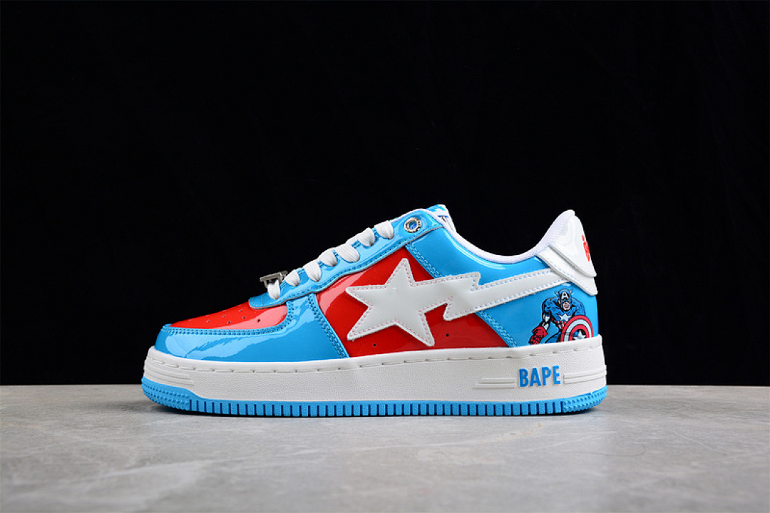 Bape Bape [MARVEL X STA LOW A BATHING APE LIGHT BLUE/RED/WHITE]-[WOMAN:36-39]-[MAN:40-46], photo 1