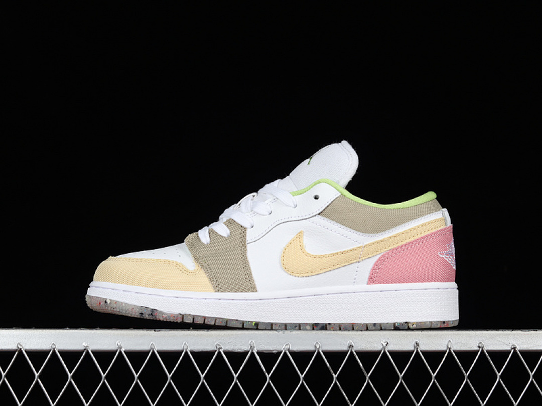Jordan AIR Jordan 1 LOW SE GS PASTEL GRIND WHITE/WHITE/VIVID GREEN · DJ0341-100, photo 1