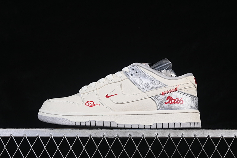 Nike SB DUNK LOW LOW-TOP CASUAL SNEAKERS WHITE/SILVER/WHITE · DS6608-022, photo 1
