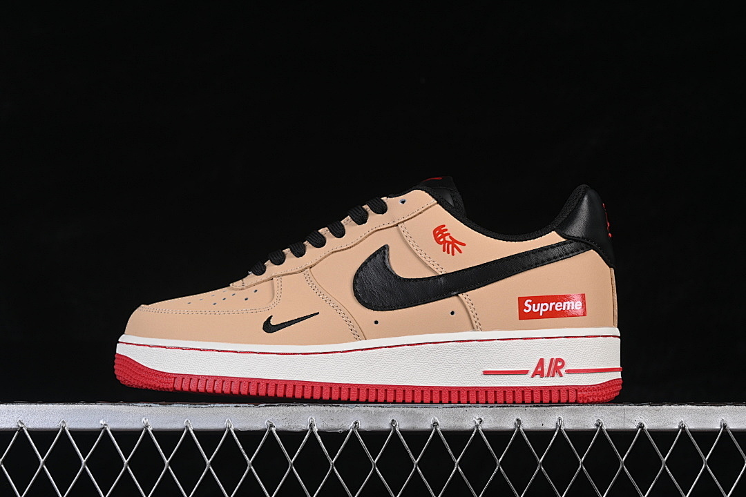Nike [NH0601-525]-[AIR FORCE 1 07 LOW CASUAL SNEAKERS BROWN/WHITE/RED]-[WOMAN:36-39]-[MAN:40-45] - Image 2