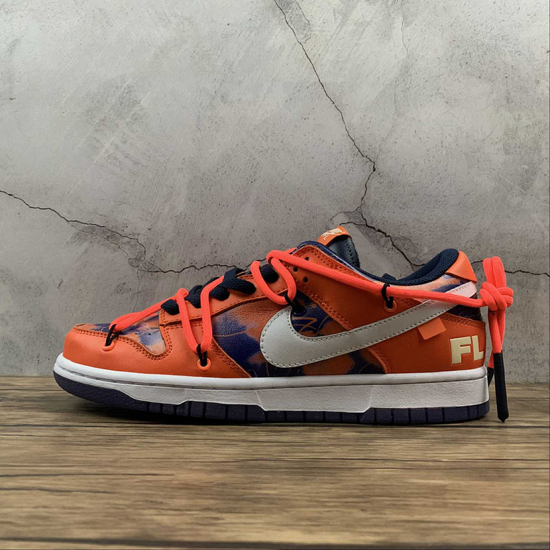 Unbranded [DD0856-801]-[OW X SB DUNK LOW ORANGE/NAVY BLUE/WHITE]-[WOMAN:36-39]-[MAN:40-45], photo 1