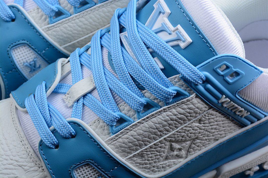 Louis Vuitton [L*V LOW TRAINER SNEAKERS WHITE/WHITE/BLUE]-[WOMAN:35-39]-[MAN:40-45] - Image 8
