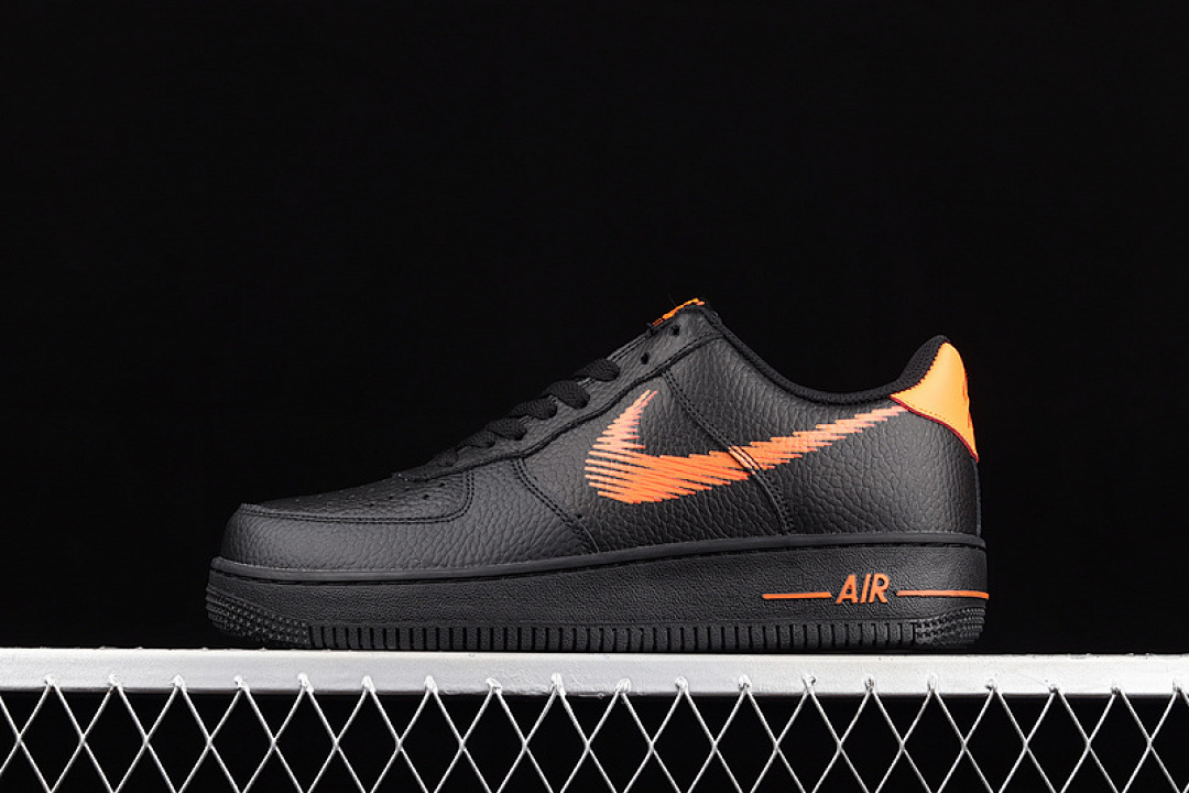 Nike [DN4928-001]-[AIR FORCE 1 LOW ZIG-ZAG BLACK/BLACK/ORANGE]-[WOMAN:36-39]-[MAN:40-45], photo 1