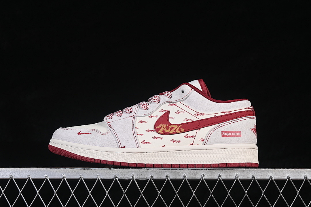 Jordan [JP2026-127]-[AIR JORDAN 1 LOW RETRO BASKETBALL SHOES WHITE/RED]-[WOMAN:36-39]-[MAN:40-45], photo 1