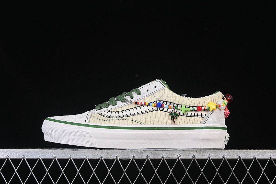 Unbranded [VN000EGYCRM]-[LOW TOP CASUAL SKATE SHOES BEIGE/WHITE/GREEN]-[WOMAN:35-39]-[MAN:40-44], photo 1