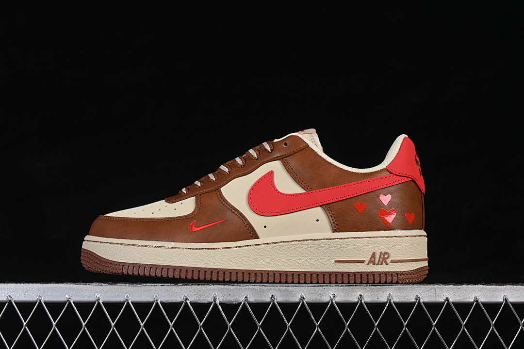 Nike [NH0601-538]-[AIR FORCE 1 07 LOW CASUAL SNEAKERS BROWN/RED]-[WOMAN:36-39]-[MAN:40-45] - Image 2