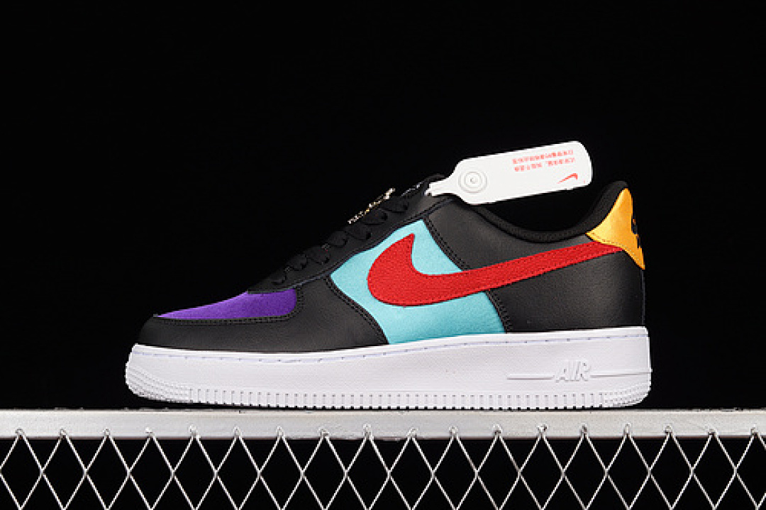 Nike [DN4178-001]-[NBA X AIR FORCE 1 06 LV8 EMB GS WNBA BLACK/WASHED TEAL/COURT PURPLE/GYM (RED]), photo 1
