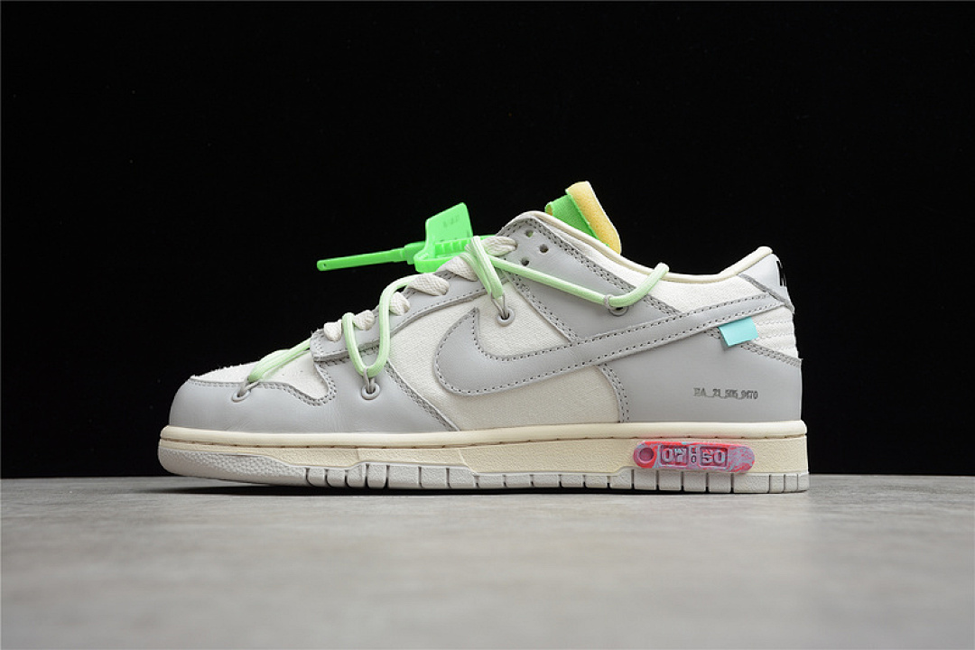 Off-White [DM1602-108]-[OW X SB DUNK LOW LOT 07 OF 50 SAIL/NEUTRAL GREY/VAPOR GREEN]-[UNISEX:36-47.5], photo 1