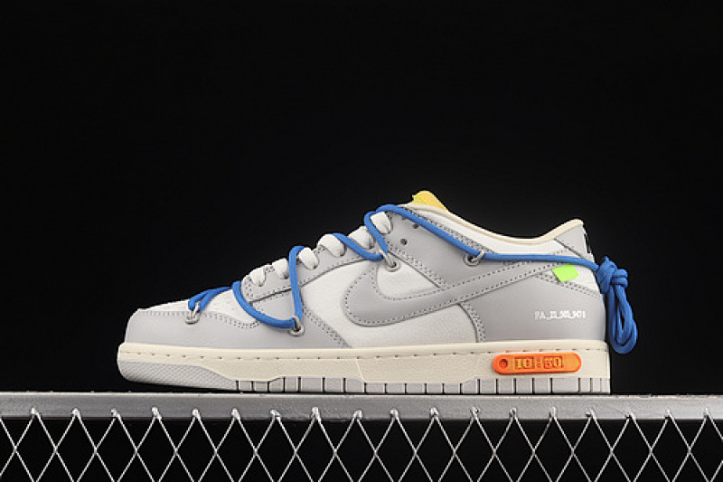 Nike OW X SB DUNK LOW LOT 10 OF 50 SAIL/NEUTRAL GREY/BATTLE BLUE · DM1602-112, photo 1