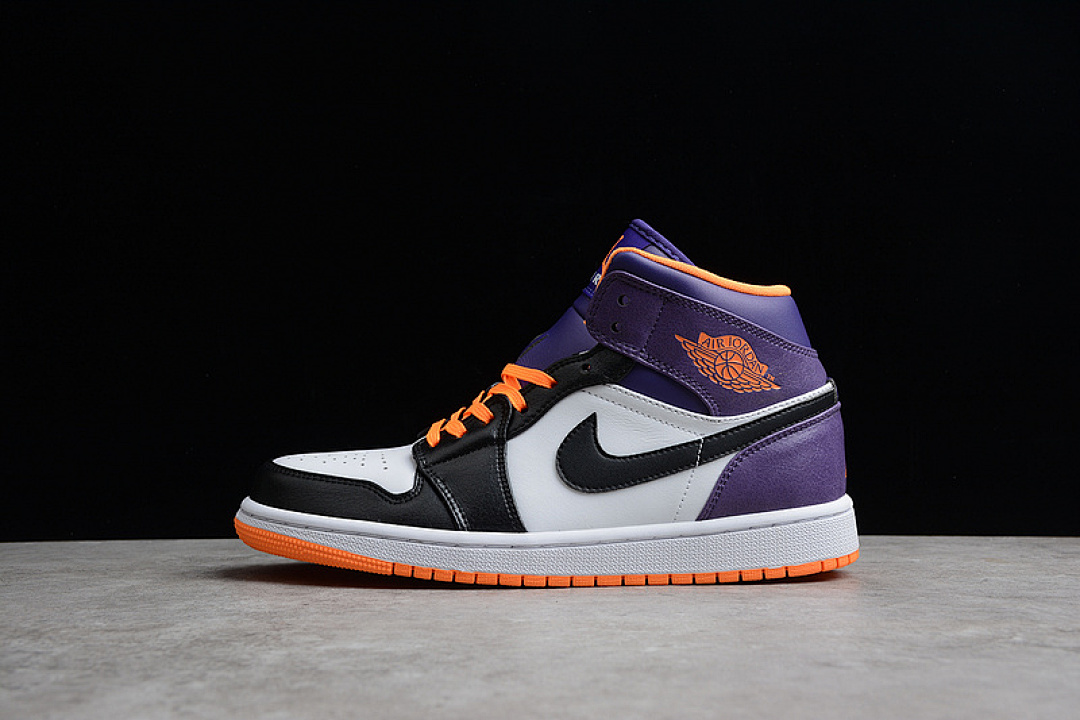 Jordan AIR Jordan 1 MID PHOENIX SUNS WHITE/BRIGHT CITRUS-COURT PURPLE-BLACK · 554724-117, photo 1
