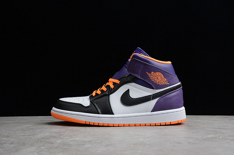 Jordan AIR Jordan 1 MID PHOENIX SUNS WHITE/BRIGHT CITRUS-COURT PURPLE-BLACK · 554724-117, photo 1