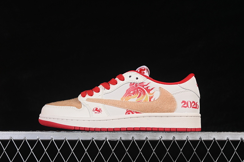 Jordan AIR Jordan 1 LOW RETRO BASKETBALL SHOES BEIGE/RED · FC1688-250, photo 1
