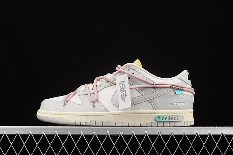 Nike OW X SB DUNK LOW LOT 09 OF 50 SAIL/NEUTRAL GREY/PINK-YELLOW · DM1602-109, photo 1