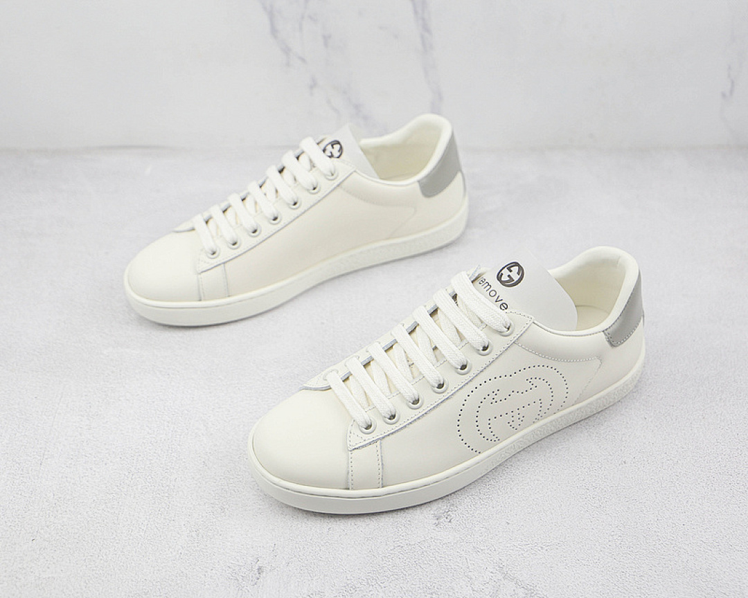 Gucci [GU*CCI ACE EMBROIDERED LOW-TOP SNEAKERS WHITE/WHITE/LIGHT GREY]-[WOMAN:35-39]-[MAN:40-44] - Image 4