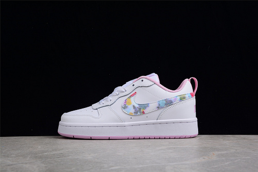 Unbranded [CK5426-100]-[COURT BOROUGH LOW 2 SE GS FLORAL SWOOSH WHITE/LIGHT ARCTIC PINK]-[WOMAN:36-40], photo 1