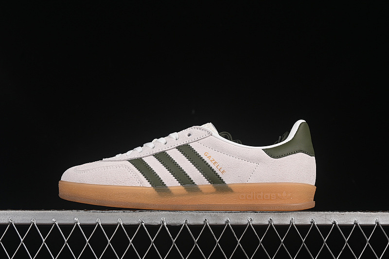 Adidas ORIGINALS GAZELLE INDOOR CLOUD WHITE/OLIVE STRATA/GOLD METALLIC · JH8821, photo 1