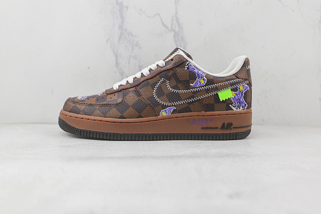 Nike [L*V X AIR FORCE 1 LOW 07 DARK BROWN/WHITE/PURPLE]-[WOMAN:35.5-39]-[MAN:40-46], photo 1