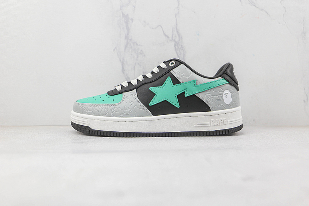 Bape Bape STA LOW SHOES BLACK/CYAN-BLUE/GREY · 1H7019002, photo 1