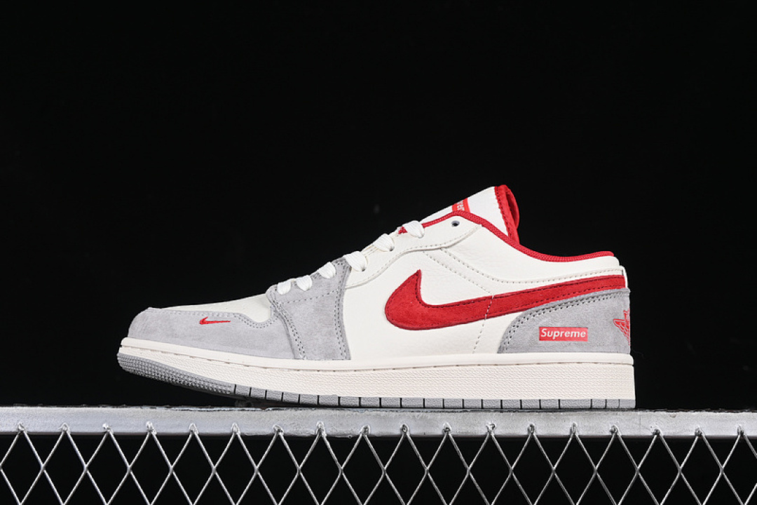Jordan [SJ9950-024]-[AIR JORDAN 1 LOW SUPREME WHITE/GREY/RED]-[WOMAN:36-39]-[MAN:40-45], photo 1