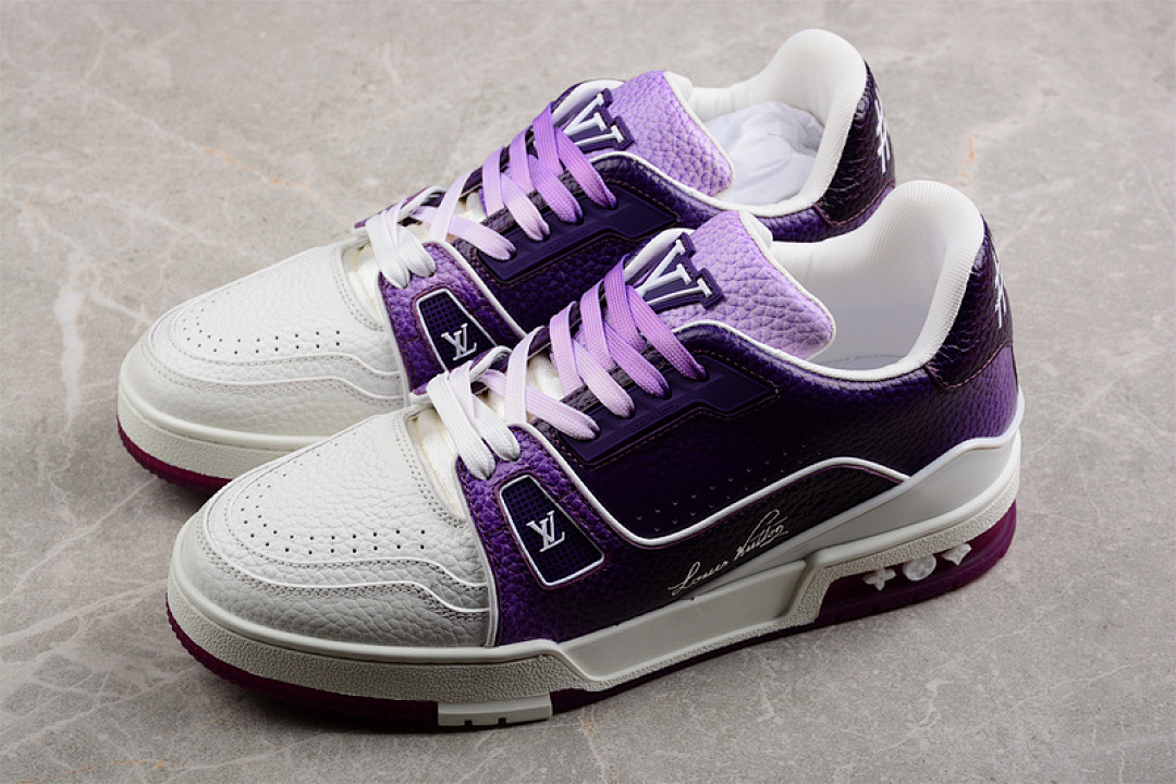 Louis Vuitton [L*V 2022 TRAINER SNEAKERS WHITE/DARK PURPLE/BLACK]-[MAN:38-45] - Image 2