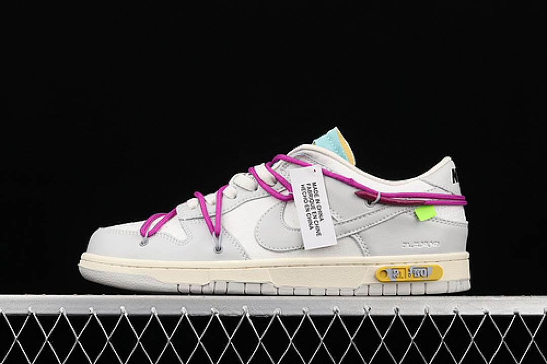 Unbranded [DM1602-100]-[OW X SB DUNK LOW LOT 21 OF 50 SAIL/NEUTRAL GREY/HYPER VIOLET]-[UNISEX:36-45], photo 1