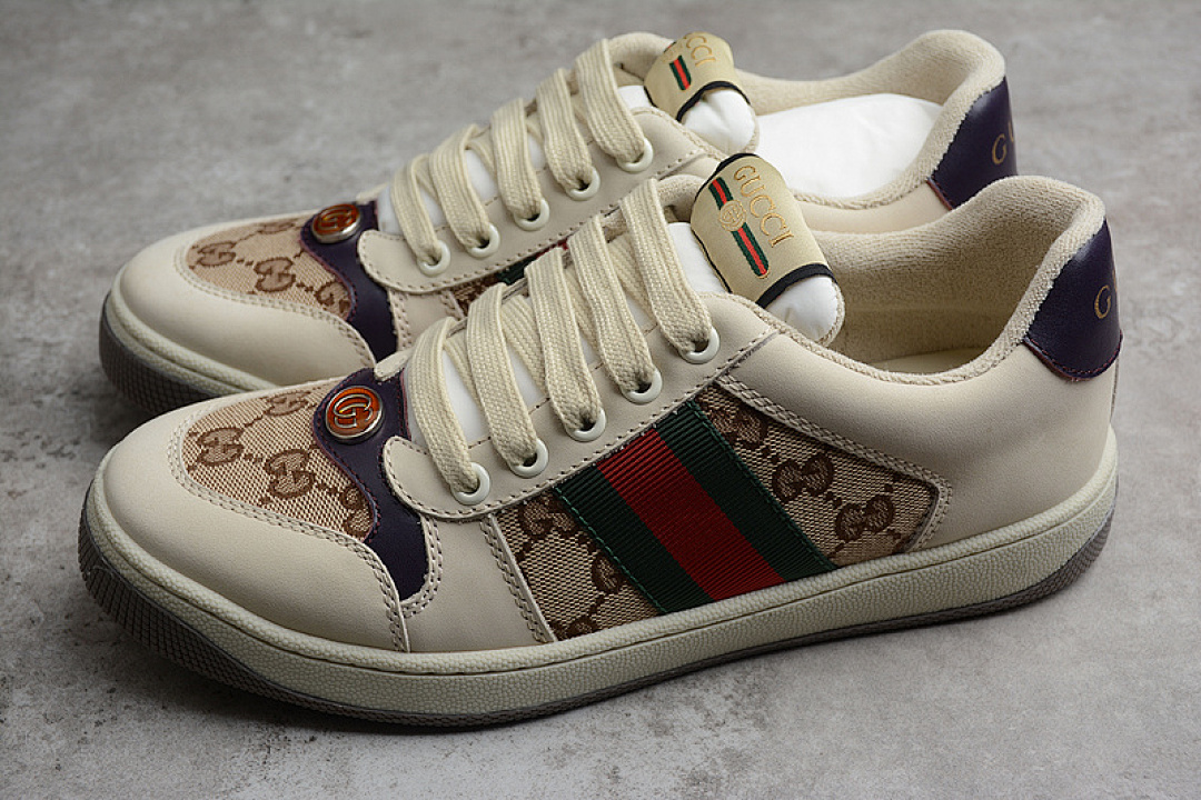 Gucci [43194-A39GO-9064]-[GU*CCI DISTRESSED SCREENER SNEAKERS BEIGE/BROWN/BLUE-RED]-[UNISEX:35-44] - Image 9