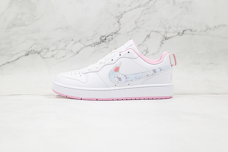 COURT BOROUGH LOW 2 SE GS FLORAL SWOOSH WHITE/LIGHT ARCTIC PINK/MULTI-COLOR · CK5426-100, photo 1