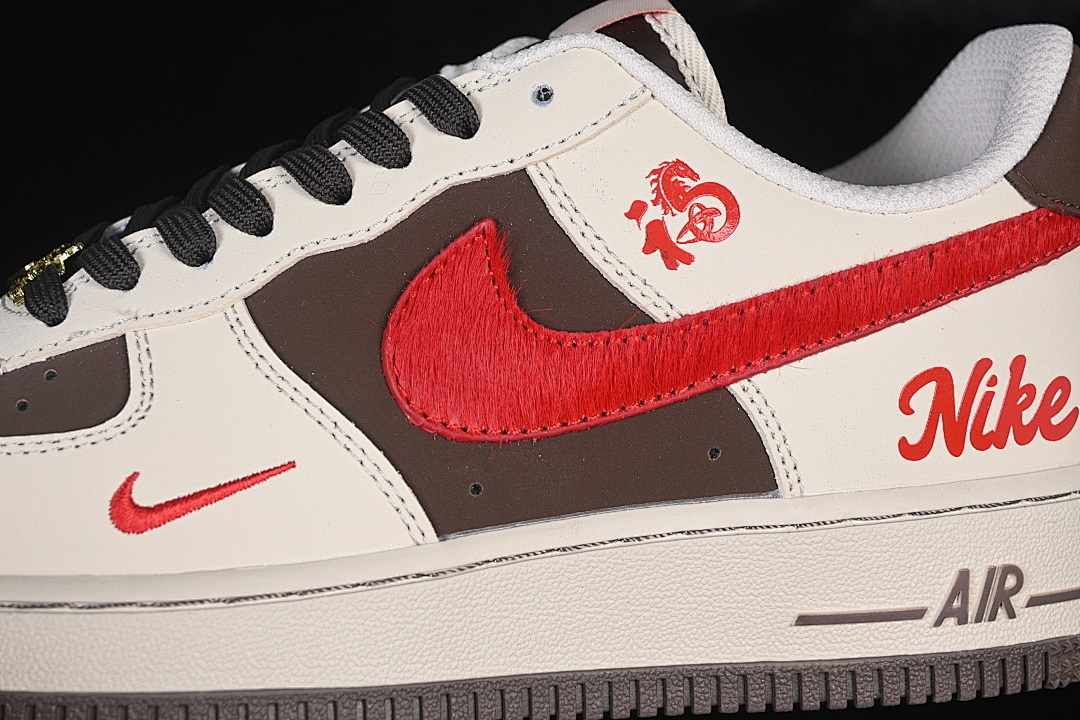 Nike [NH0601-517]-[AIR FORCE 1 07 LOW CASUAL SNEAKERS COFFEE/RED/BEIGE]-[WOMAN:36-39]-[MAN:40-45] - Image 7
