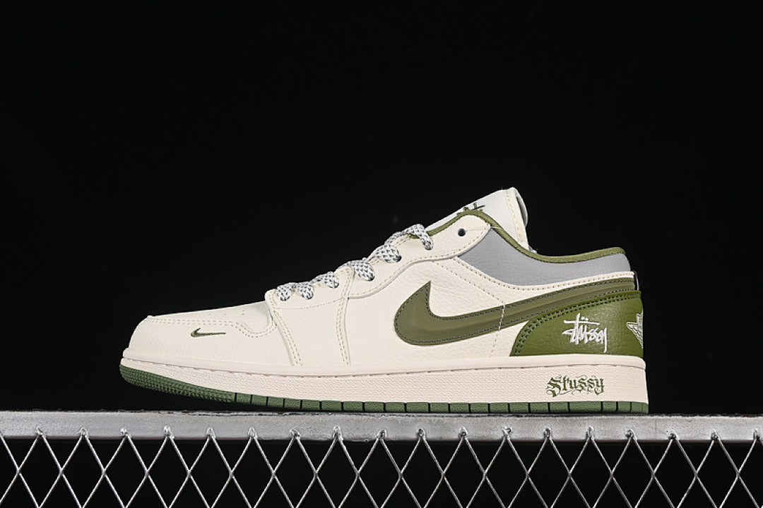 Jordan [XS6086-558]-[AIR JORDAN 1 LOW WHITE/GREEN/GREY]-[WOMAN:36-39]-[MAN:40-45], photo 1