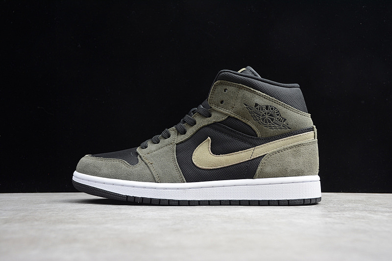 Jordan AIR Jordan 1 MID MILITARY OLIVE/GREY/BLACK · BQ6472-030, photo 1
